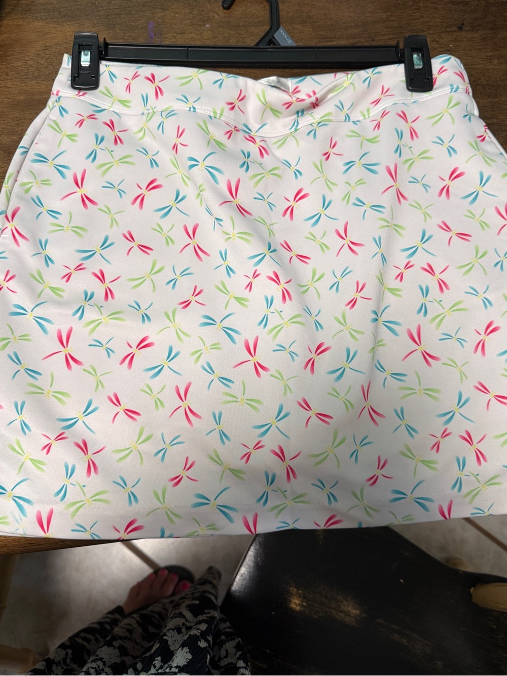 Greg Norman Collection White Golf Skort with Pink, Blue & Lime Dragonfly Print